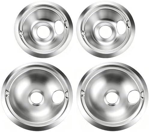 GE Drip Pan Electric Stove Burner Covers Replacement 2x6-Inch + 2x8-Inch Compatible with GE & Hotpoint Replacement for WB31T10010 & WB31T10011 drip pans for electric stove, 4 Pack(2x6" and 2x8") by KOHUIPU