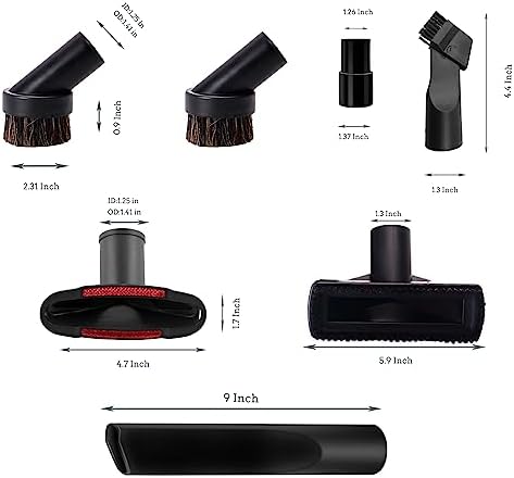 1 1/4" Vacuum Attachments & Brushes for Shop Vac Accessories Household Cleaning Kit Brush Nozzle Crevice Tool with Adapter for 1" to 2" Hose Set of 7… - Image 2
