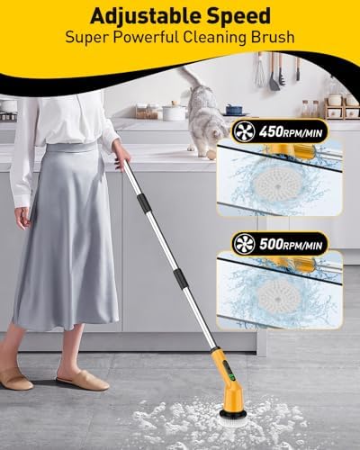 Electric Spin Scrubber for Bathroom, Shower Scrubber with Long Handle - Image 3