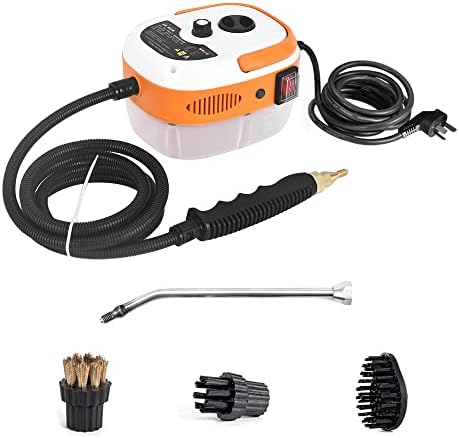 2500W Handheld Steam Cleaner High Temperature Pressurized Steam Cleaning Machine Portable Car Steamer with Brush Heads (Orange) by Irishom