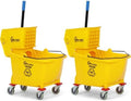 SIMPLI-Magic Side Press Wringer Commercial Mop Bucket on Wheels, 2-Pack, 26 Quart, Yellow, Polyethylene by Simpli-Magic