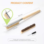 Aieve 26"" Pizza Oven Brush with Stone Scraper, Cleaning Brush and Scraper for Pizza Oven and Stone, Extra Long Handle and 2 Heat-Resistant Brush Heads, Wood, K4790A01 - Image 6