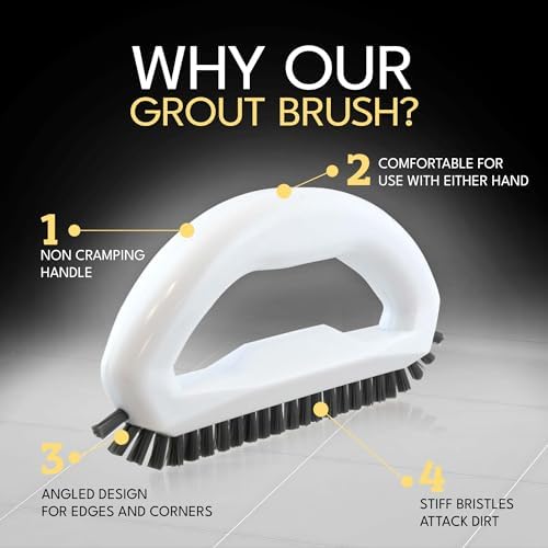 Grout Brush with Stiff Nylon Bristles, Heavy Duty Hand Grout Scrub Brush for Cleaning Baseboards, Floor, Corners, Tiles, Shower, Bath Tub, Floor, Tiles and Other Surfaces - Image 3