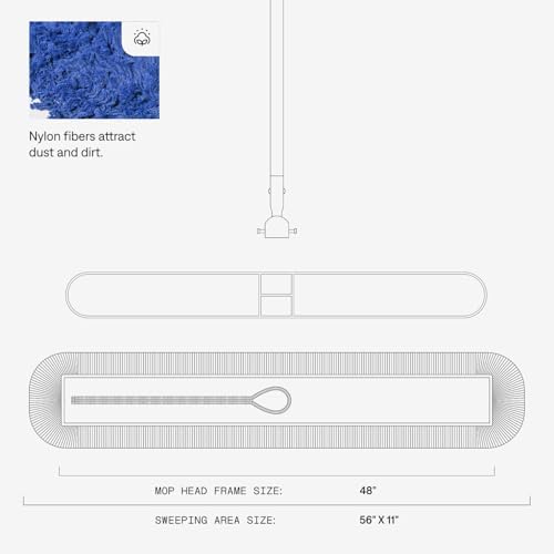 48 Inch Blue Commercial Dust Mop & Floor Sweeper with Extendable Handle – Mop for Hardwood, Tile, and Concrete Floor Cleaning - Image 3