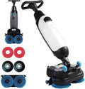 Cordless 17" Walk-Behind Commercial Floor Scrubber Buffer Polisher, Dual Brushes, 12900 Sqft/H, Rechargeable Lithium Battery, Lightweight White by Unknown