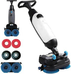 Cordless 17" Walk-Behind Commercial Floor Scrubber Buffer Polisher, Dual Brushes, 12900 Sqft/H, Rechargeable Lithium Battery, Lightweight White by Unknown