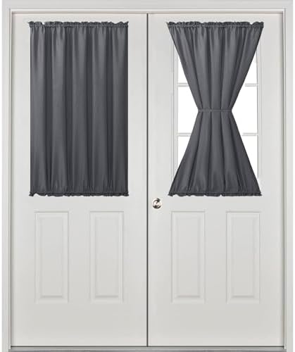 Hiasan Front French Door Curtains for Window, Grey, 52W x 40L, 1 Panel - Image 2
