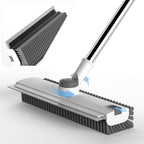 Floor Scrub Brush with Long Handle, 3 in 1 Scrape and Heavy-Duty Stiff Bristle Floor Scrubber Brush Broom with Squeegee and Tweezer for Cleaning White by DOLPLEAP