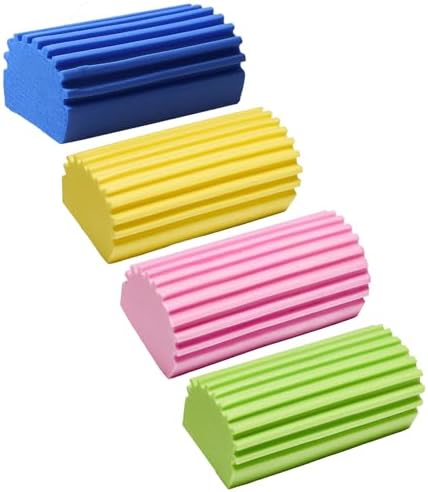 Damp Clean Duster Sponge 4 Pack Household Cleaning Sponges Reusable Dusting Sponge for Brushing Blind Glass Vents Window Mirrors Baseboards by Unknown
