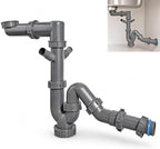 1-1/2" Space-Saving Sink Drain Kit, Cleanout P-Trap by QruiLanTu