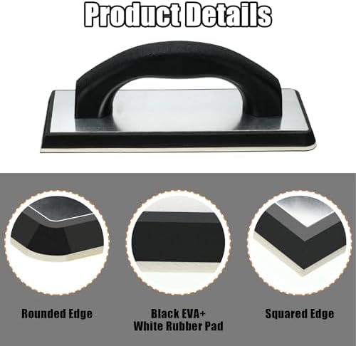 Blulu 11 Pcs Grout Float Set, Rubber Float, 6 Sponges, Angled Saw, Black - Image 4