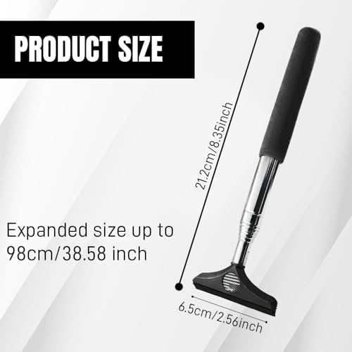Side Mirror Squeegee, Window Cleaner Tool, Retractable Car Side Mirror Squeegee with Telescopic Long Handle, Car Mini Portable Window Cleaner Tool for Rainy Weather (Black White Flag/Black) - Image 2