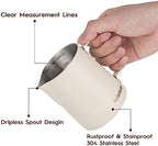 Milk Frothing Pitcher, 350ml/12oz Steaming Pitchers Stainless Steel Milk Coffee Cappuccino Latte Art Barista Steam Pitchers Milk Jug Cup with Decorating Art Pen, Matte White - Image 2