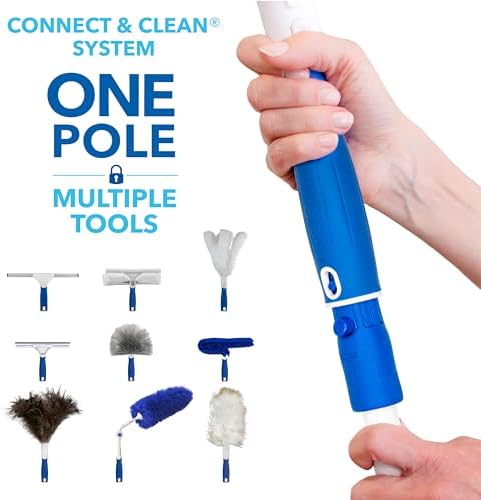Unger Connect and Clean Dusting Kit with 4' Steel Pole, Features Microfiber Duster, Cobweb and Corner Duster and Wide Blind Duster, High-Access Dusting and Cleaning of Blinds, Windowsils, Cabinets - Image 5