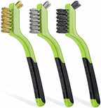 Lavaxon Wire Brush Set 3Pcs - Nylon/Brass/Stainless Steel Bristles with Curved Handle Grip for Rust, Dirt & Paint Scrubbing with Deep Cleaning – 7 Inches (Green) by Lavaxon-TheCleaningCompanion
