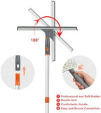BITOPE Window Cleaner Tool Squeegee for Window Cleaning with 86" Extendable Pole Microfiber & Chenille Pad Squeegy for Exterior High Window Shower Door Glass Car RVs - Image 3