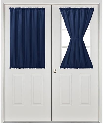 Hiasan French Door Curtains Privacy, Navy Blue, 52W x 40L, 1 Panel - Image 2