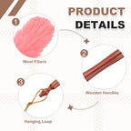 uxcell Wool Duster, 20.5" Natural Feather Cleaner Household Cleaning Duster with Solid Wooden Handle for Cleaning Fans Window Blinds Shelves Furniture, Pink - Image 3