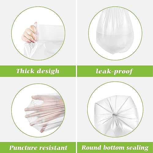 Teivio Medium Clear Trash Bags 8 Gallon 600Count Kitchen Bulk Garbage Bags - Image 4