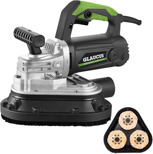 4" 3-Head Concrete Grinder, 2450W Concrete Floor Grinder with Bristle Dust Shroud & Vacuum, 6-Speed Diamond Grinding Machine for Concrete, Marble, Granite, Cement Floor Wall Polishing by Unknown