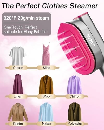ELORTI Portable Steamer for Clothes, Mini Travel Handheld Steamer 2 in 1-1200W Steam 10S, 90 Rotatable Handle, Foldable Lightweight Garment Steamer for Business Trip Vacation Cruise - Image 7