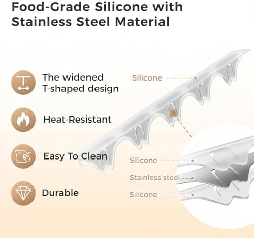 Silicone Stove Gap Covers with Stainless Steel, Oven Gap Filler Seals Gaps Between Stovetop and Counter, Stove Gap Guards Range Trim Kit, Easy to Clean Stove Gap Guard (Clear 2 Pack,25") - Image 3