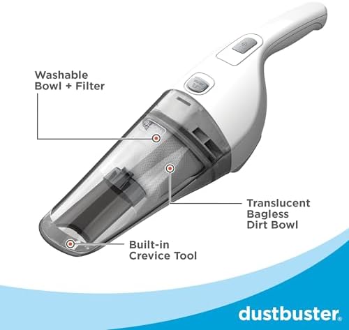 BLACK+DECKER Cordless Lithium Handheld Power Vacuum with Wall Mount Base and Charger, White (HNV220BCZ10FF) - Image 5