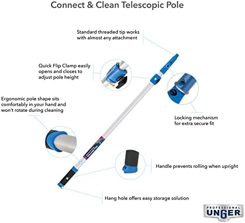 Unger Professional Connect & Clean 3’-6’ Aluminum Telescopic Extension Pole with Locking Cone & Quick-Flip Clamp – Compatible with Cleaning Tool Attachments, Window Cleaning & Dusting Tool (Pack of 2) - Image 2