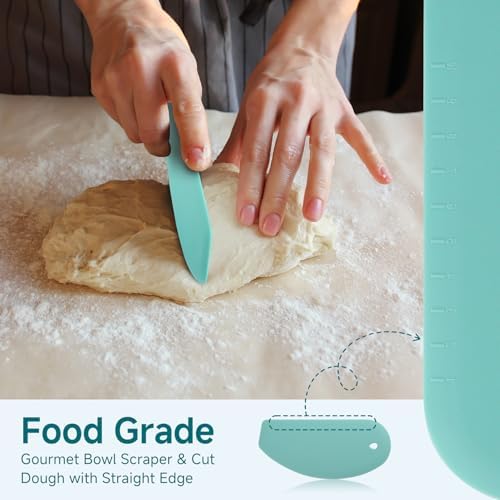Sliding Mat for Kitchen aid 4.5-5 Qt Stand Mixer with 1Pc Gourmet Bowl Scraper and 2Pcs Cord Organizer for Kitchen Appliance Slider (4.5-5 Qt 1Pc Silicone Dough Scraper and 2x Cord Organizer, Natural) - Image 4