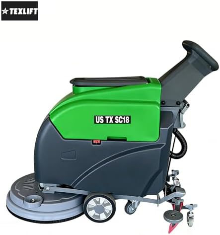 Walk-Behind Commercial Floor Scrubber Machine, 18″ Cleaning Width, Battery Powered Scrubber Dryer with 13 Gal Tanks for Warehouse, Retail & Facility Cleaning (US-TX-SC18) - Image 2