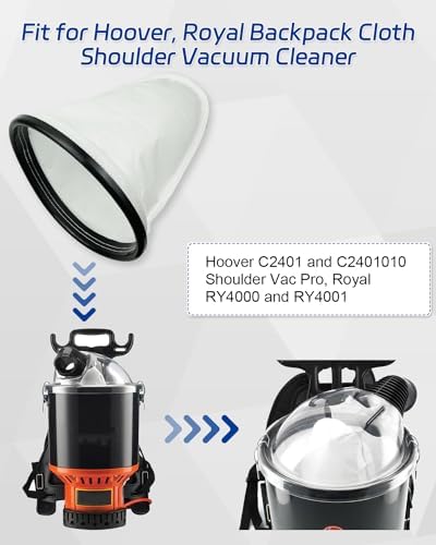 4 Pack Vacuum Filter Bag Cloth 2KE2105000 Replacement Compatible with Hoover&Royal Backpack Cloth Shoulder Vacuum Cleaner C2401 RY4000 - Image 4