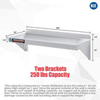 DuraSteel Heavy Duty Wall Mount Shelf - 36" Wide x 14" Deep Classic Stainless Steel Wall Floating Shelves - NSF Metal Storage Wall Shelves - For Commercial Kitchen, Laundry Room, Garage, Food Truck - Image 3