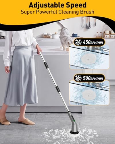 Electric Spin Scrubber for Bathroom, Shower Scrubber with Long Handle - Image 3