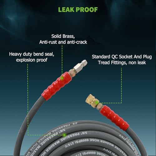 SCITOO 3/8" Pressure Washer Hose 100ft 6000psi 2-Braid - Image 6