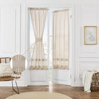 Linen Front Door Curtains 2 Pieces W35 x L40 Dual Rod Pocket Privacy - Image 5