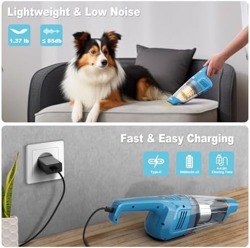 TROIZO Handheld Vacuum Cordless, 14500PA Powerful Suction Hand Held Vacuum Cleaner with Brushless Motor, Rechargeable and Portable Car Vacuum for Home Office Car Pet - Image 4