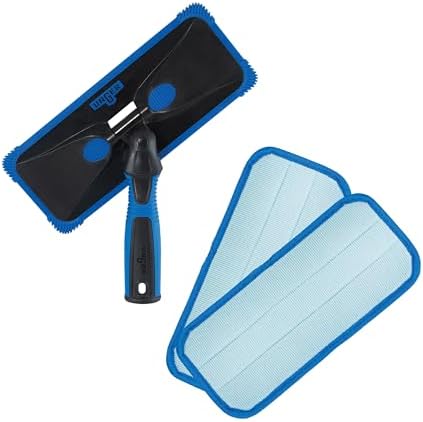 Unger ProClean Connect and Clean Indoor Window Cleaning Kit, Washing Tool with Swivel Head for Tight Corners and Edges, Streak-Free Results on Glass and Mirrors, Reusable Microfiber Pads by Unger