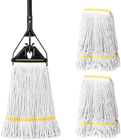 Commercial Industrial Mop,59" Handle,3 Extra Large White Replacement Heads by KeFanta
