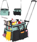JKAOO Large Rolling Cleaning Caddy Bag with Detachable Trolley, Blue-Green by JKAOO