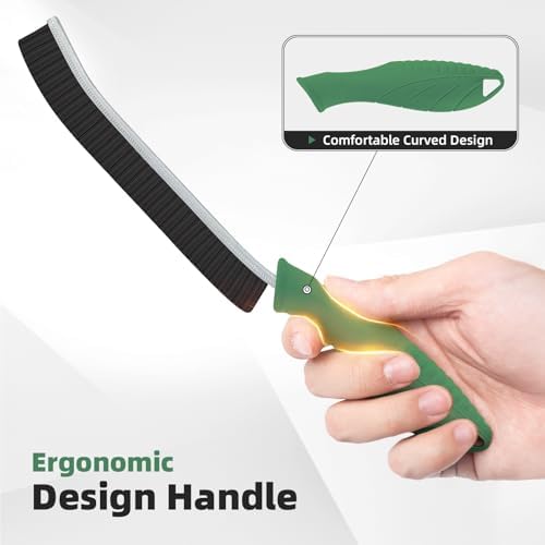 FOOGWEE Hard Bristle Crevice Cleaning Brush - Cleaning Supplies - Grout Cleaning Brushes for Household Use - Crevice Cleaning Tool for Bathroom, Home and Kitchen (3, Green) - Image 3