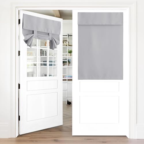 NICETOWN Silver Grey French Door Curtains for Kitchen Front Back Window by NICETOWN