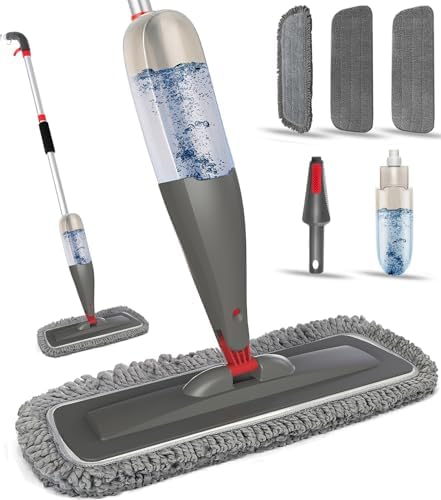 Spray Mop for Hardwood Tile Floor Cleaning with Microfiber Washable Pads by Makecleaningmoreefficient