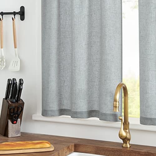 jinchan Lien Tier Curtains and Valances, 26x24, 3 Panels, Grey - Image 3