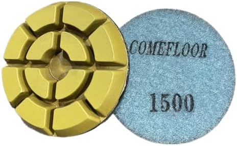 Diamond Floor Polishing Pads, 3 Inch Resin Bond Hook and Loop Polishing Pucks for Concrete, Terrazzo, Marble, Granite, Grit 1500, 3PCS by ComeFloor