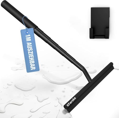 Extendable Shower Squeegee for Glass Doors, Shower Cubicle Squeegee Shower Wiper Window Cleaner Squeegee Shower Silicone, Squeegee Shower with 23.5-97 cm Telescopic Rod by XFarske