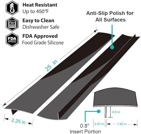 Mofason Stove Counter Gap Cover - 25 Inch Stove Gap Filler 2 Pack Black - Image 3