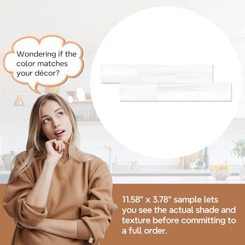 STICKGOO 1/3 Sheet Subway Tile Peel and Stick Backsplash, Star White Marble Look Dolomite Kitchen Backsplash Wall Tile(Only 1/3 Sample) - Image 5