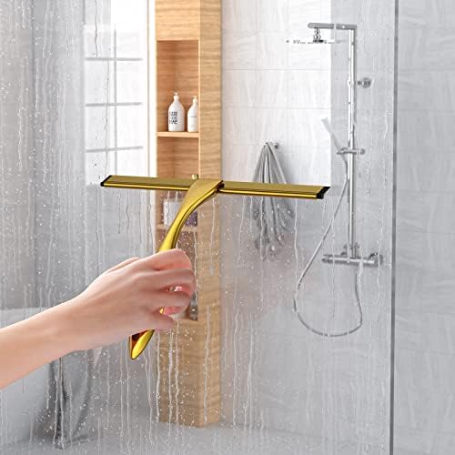 Shower Squeegee for Glass Door 12-Inch Stainless Steel Bathroom Squeegee Window Wiper, 100% Streak-Free, Includes Shower Door Hook and Adhesive Hook, for Window Mirror Tiles Car All-Purpose Squeegee - Image 6