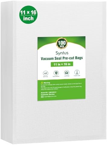Syntus 100 Pcs Vacuum Sealer Bags for Food, Gallon Size 11x16, BPA Free by Syntus