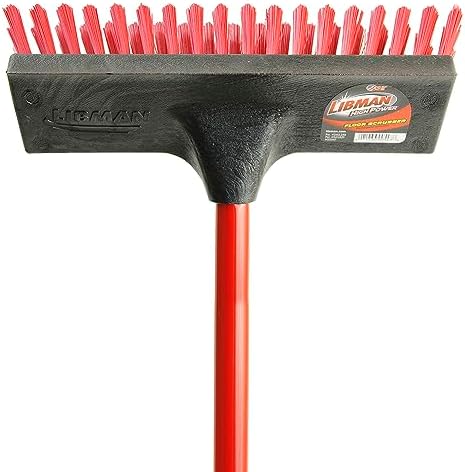 Libman Commercial 547 Floor Scrub, Steel Handle, 10.5" Wide, Red and Black (Pack of 6) - Image 2